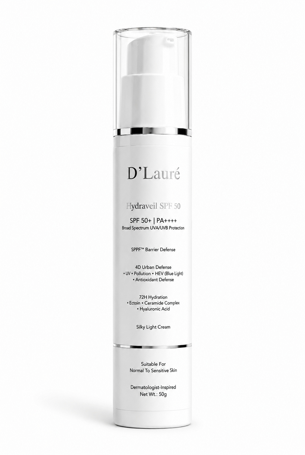 D'Lauré Hydraveil SPF 50 PA++++ | Broad Spectrum Hydrating Sunscreen